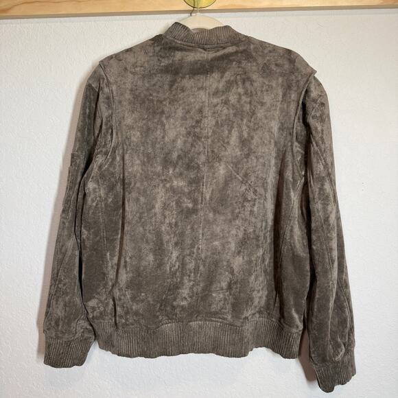 Women's Blank NYC Faux Suede Brown Zip Front Bomber Style Jacket Size Large - Picture 8 of 10